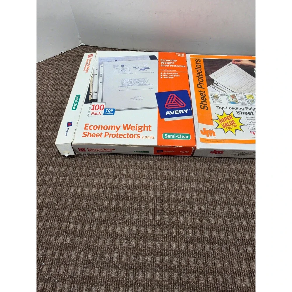 Avery Open Box 40 Sheets & Joshua Meier Sheet Protectors 100 Pack Bundle Sealed